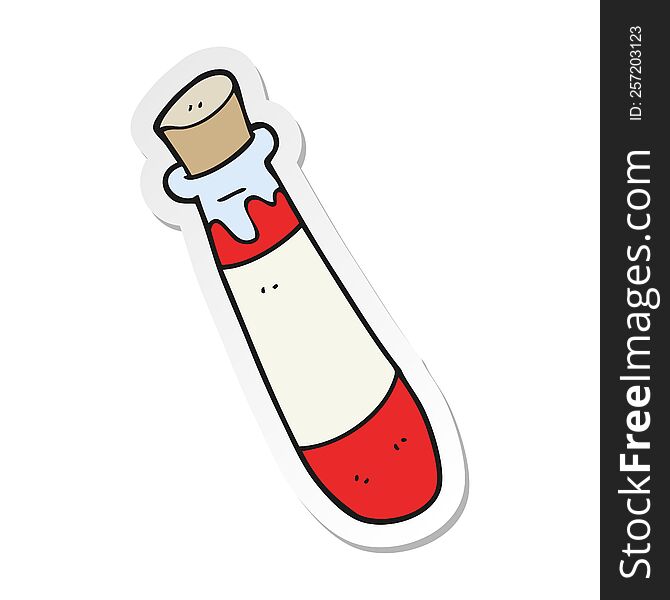 sticker of a cartoon vial of blood