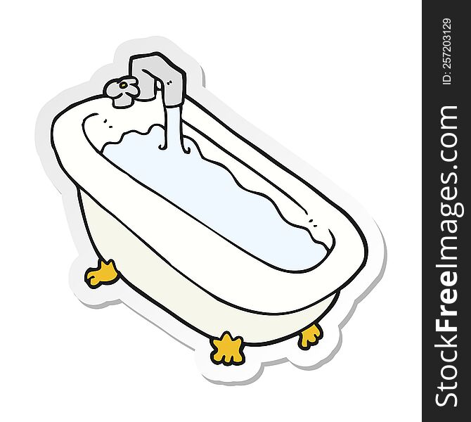 sticker of a cartoon bath full of water