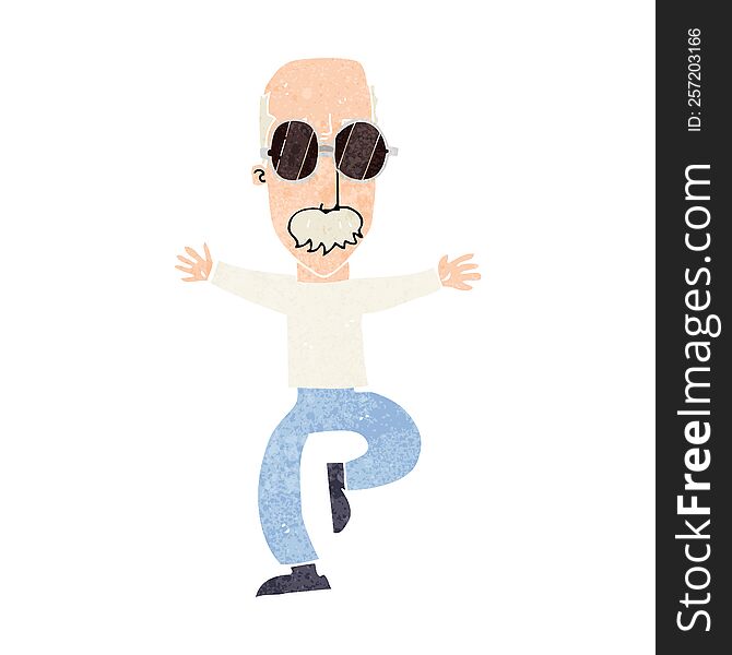 Cartoon Old Man Wearing Big Glasses