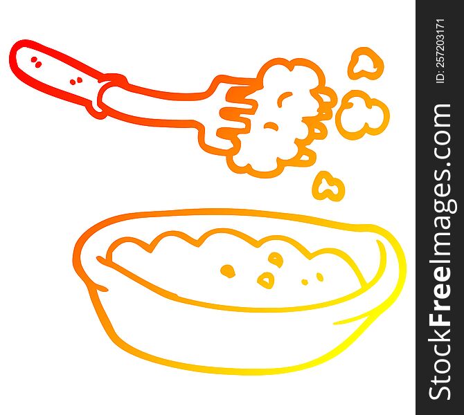 Warm Gradient Line Drawing Cartoon Bowl Of Food