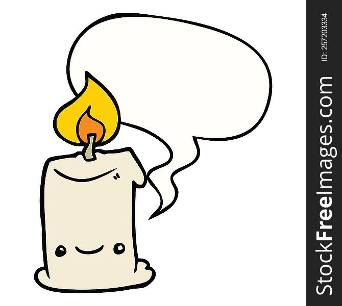 Cartoon Candle And Speech Bubble