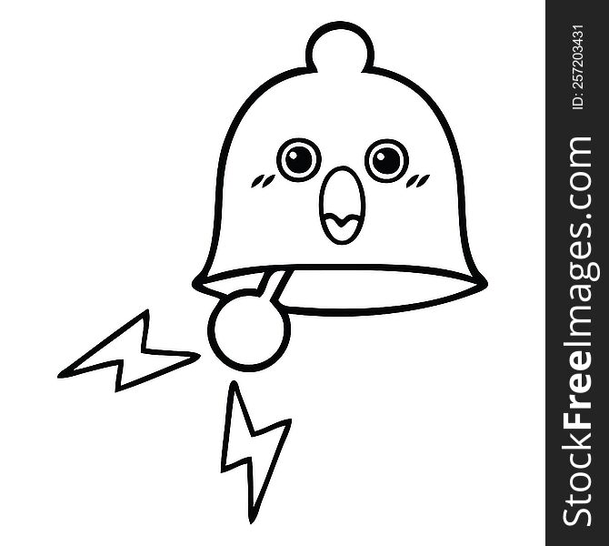 line drawing cartoon of a ringing bell