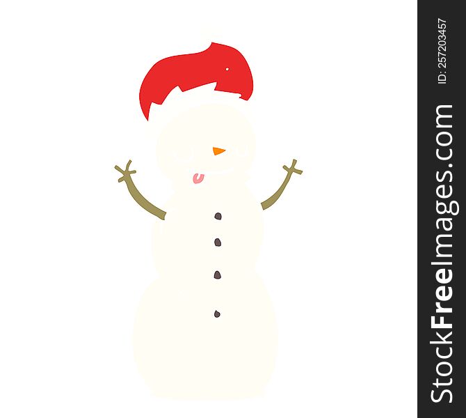 flat color style cartoon christmas snowman