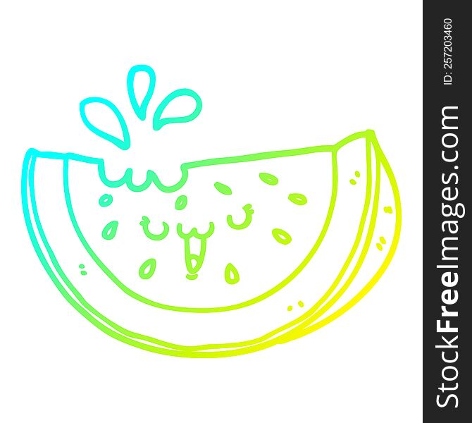 cold gradient line drawing of a cartoon watermelon