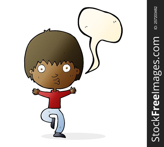 cartoon excited boy with speech bubble