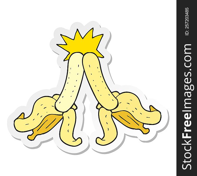 sticker of a cartoon embarrassing magic banana touch