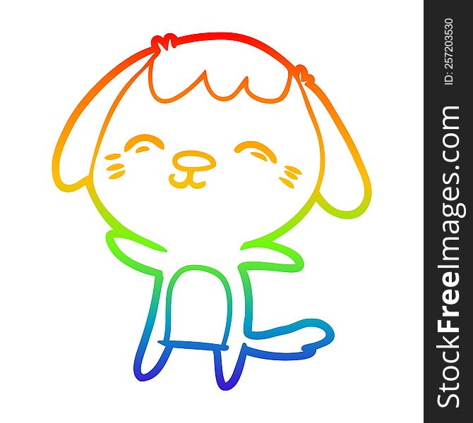 rainbow gradient line drawing of a happy cartoon dog