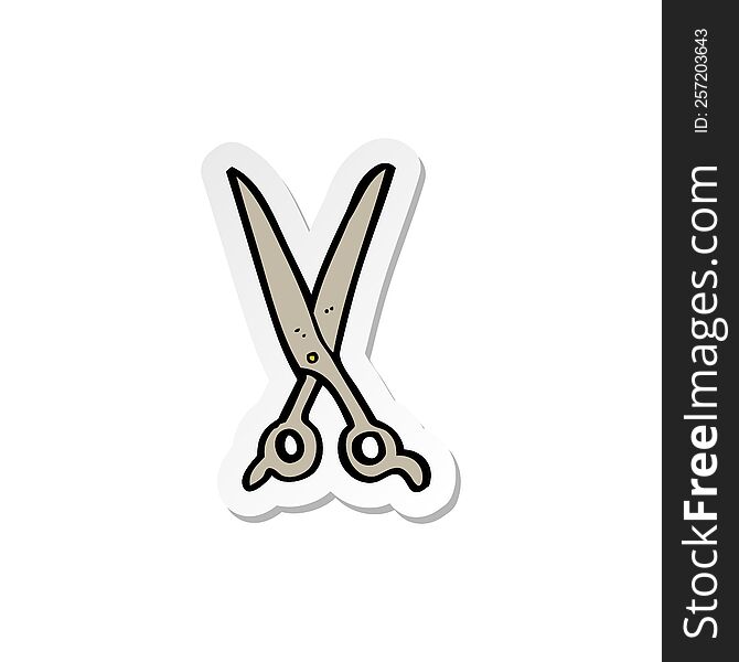 sticker of a cartoon scissors