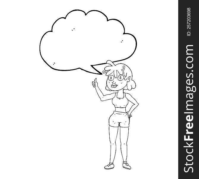 Speech Bubble Cartoon Alien Gym Girl