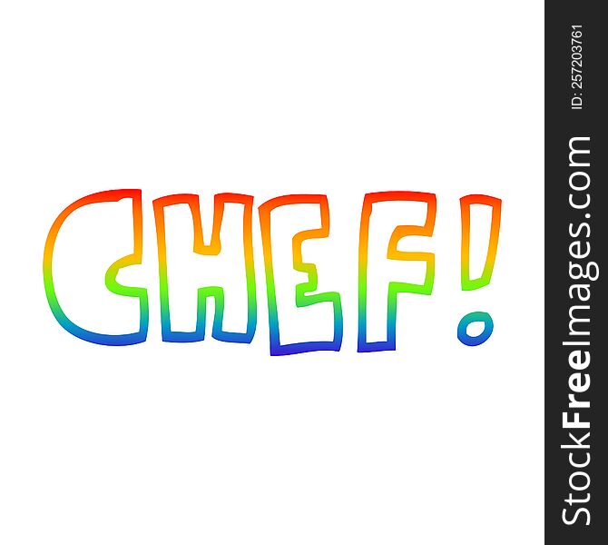 rainbow gradient line drawing of a cartoon word chef
