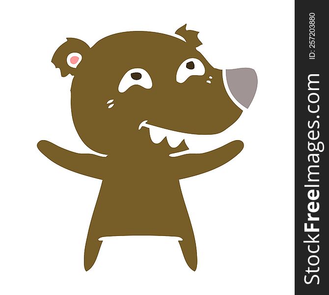 flat color style cartoon bear showing teeth