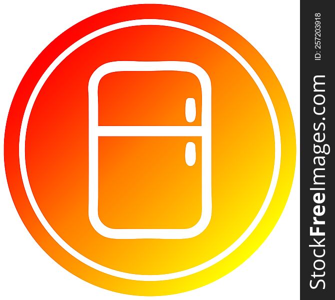 kitchen refrigerator circular icon with warm gradient finish. kitchen refrigerator circular icon with warm gradient finish