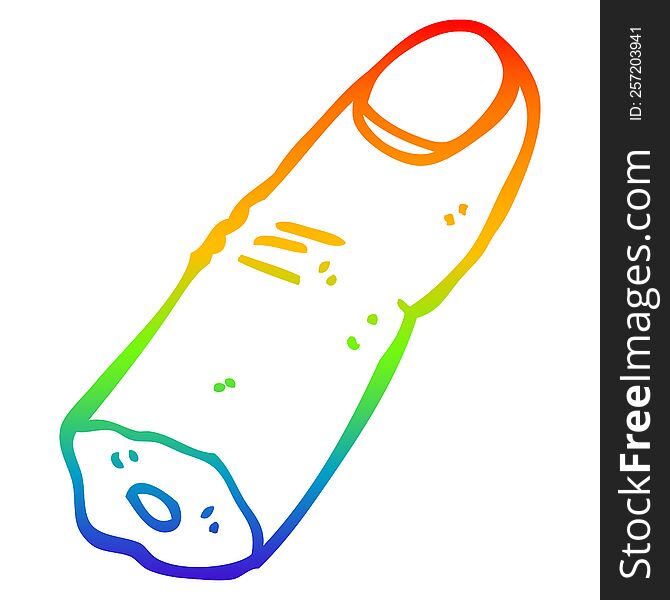 rainbow gradient line drawing of a cartoon severed finger
