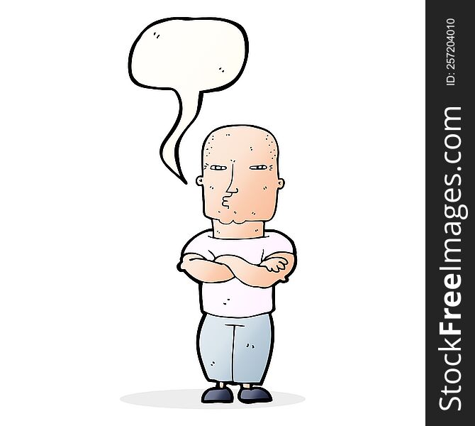 Cartoon Tough Guy With Speech Bubble