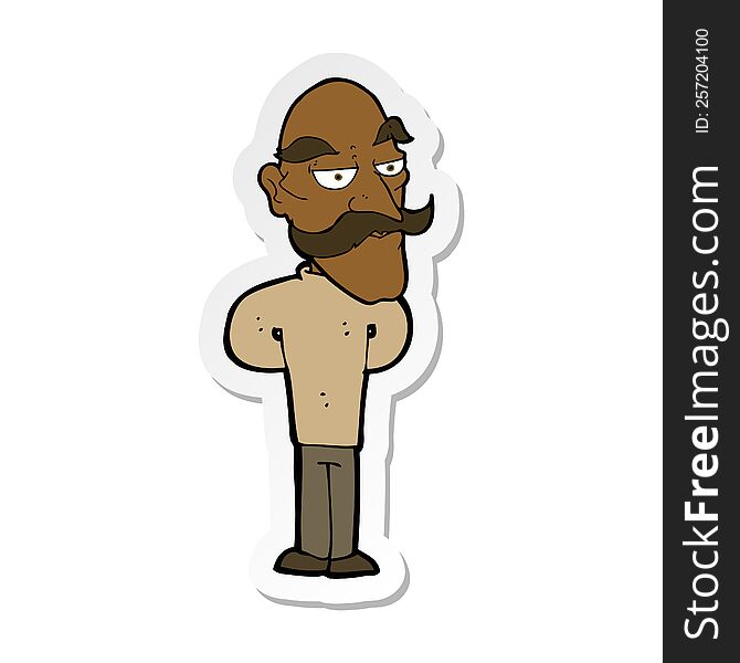 Sticker Of A Cartoon Old Man With Mustache