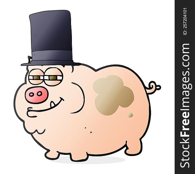 freehand drawn cartoon rich pig