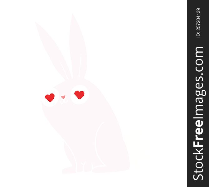 Flat Color Style Cartoon Bunny Rabbit In Love