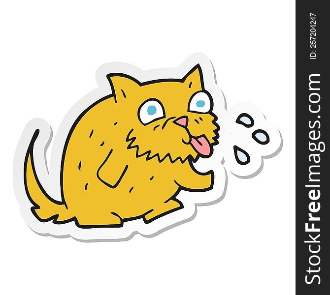 sticker of a cartoon cat blowing raspberry