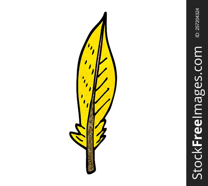 cartoon doodle golden feather