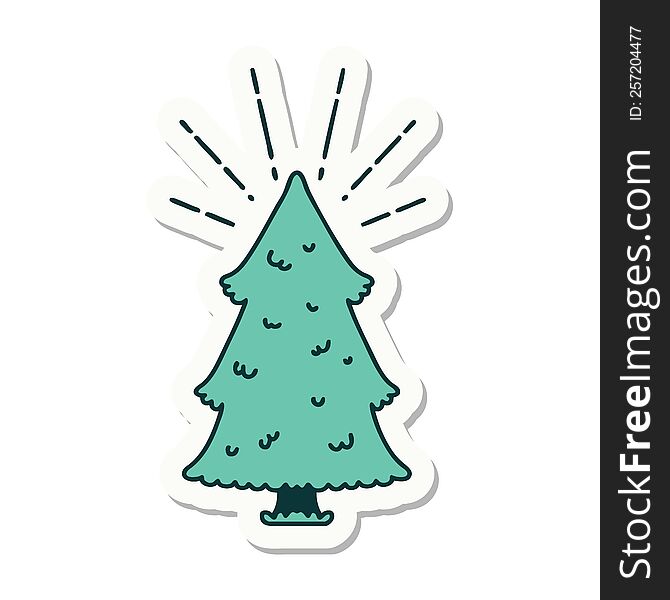 Sticker Of Tattoo Style Pine Tree