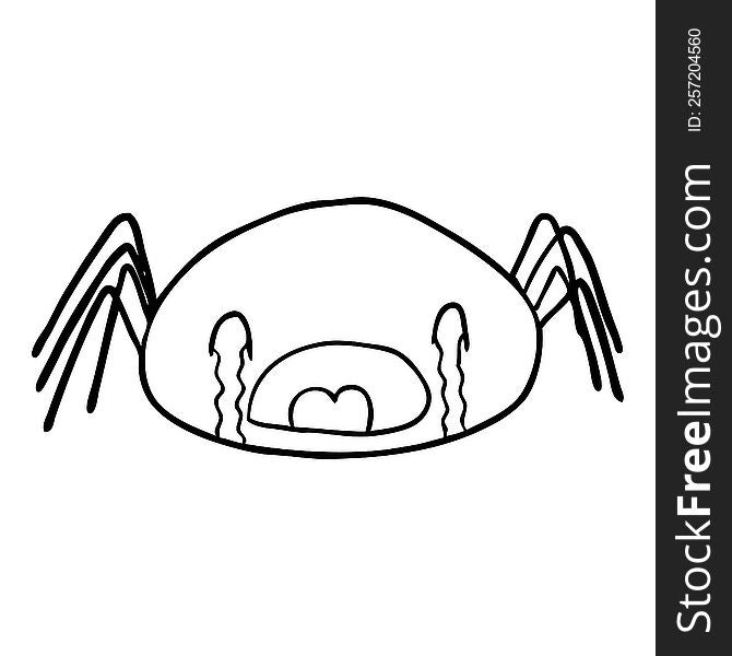 line drawing of a halloween spider crying. line drawing of a halloween spider crying
