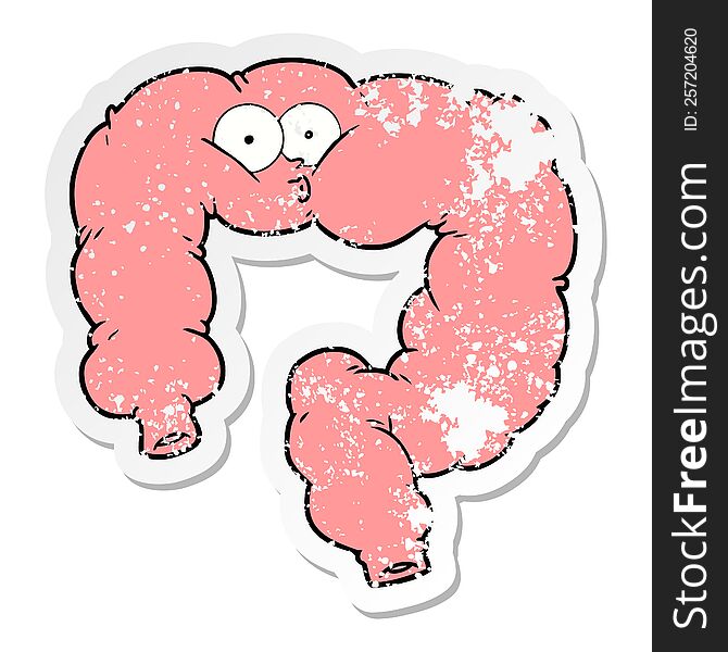 distressed sticker of a cartoon surprised colon