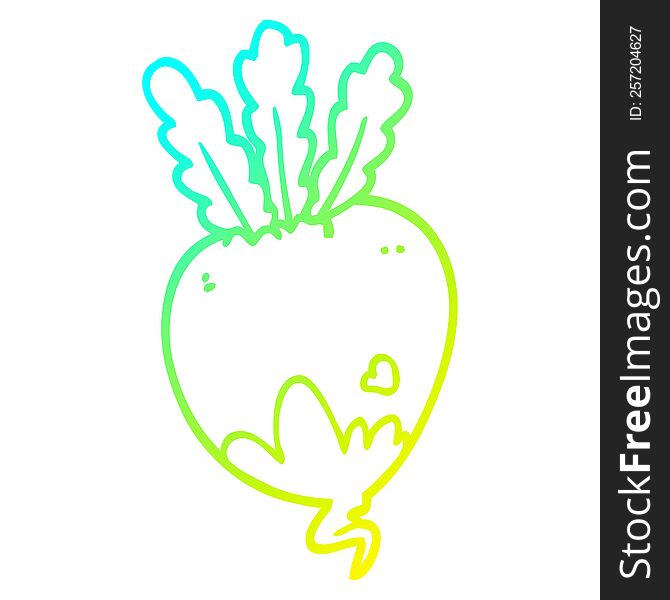 cold gradient line drawing of a cartoon beet root