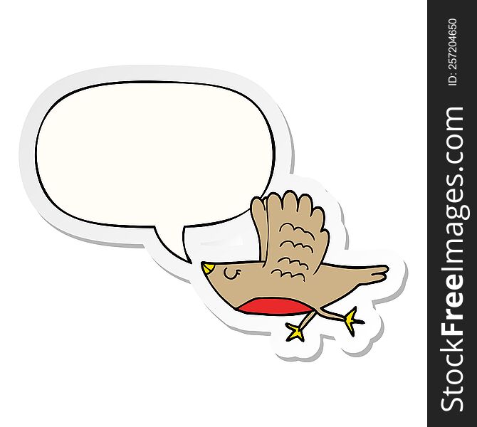 cartoon bird with speech bubble sticker. cartoon bird with speech bubble sticker