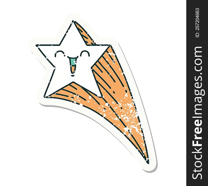 grunge sticker of tattoo style shooting star