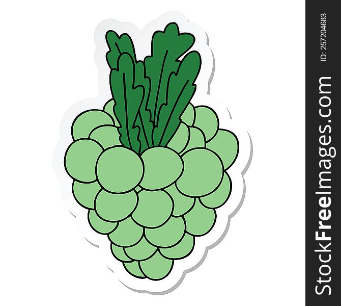 sticker of a quirky hand drawn cartoon bunch of grapes