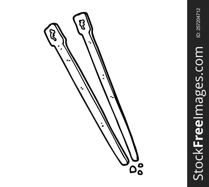 line drawing cartoon wooden chopsticks