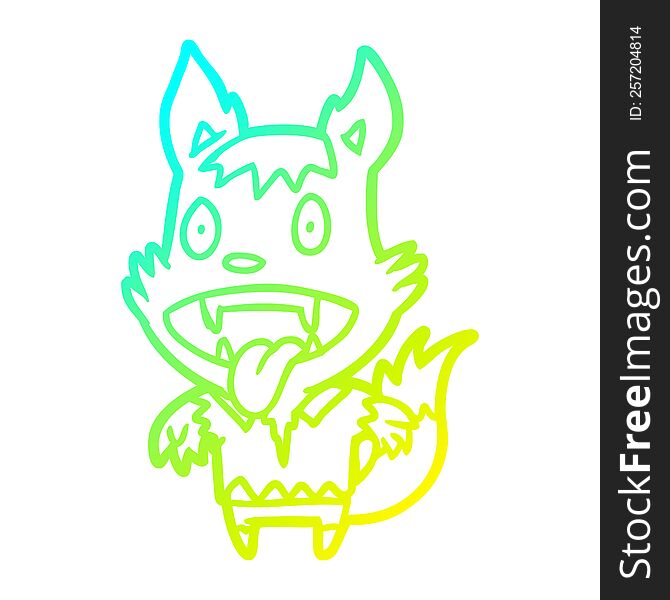 Cold Gradient Line Drawing Halloween Werewolf