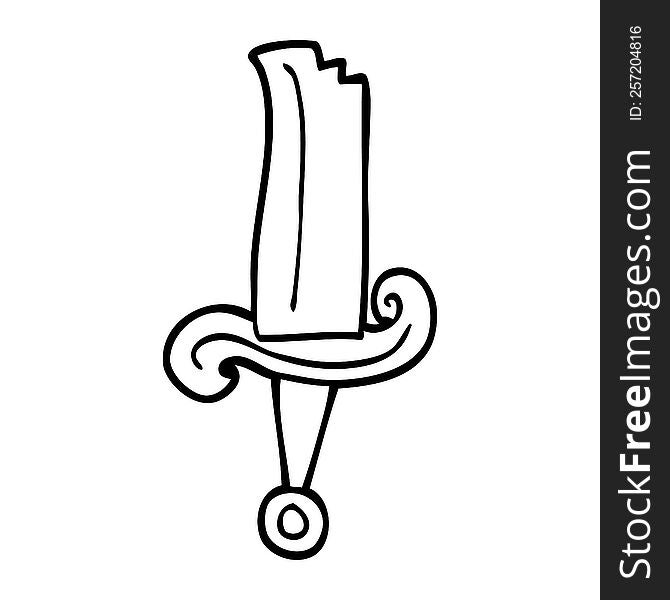 line drawing cartoon jeweled sword