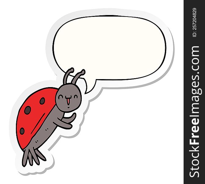 Cute Cartoon Ladybug And Speech Bubble Sticker