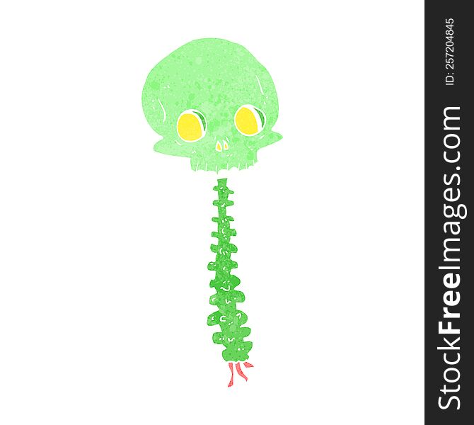 spooky cartoon skull and spine