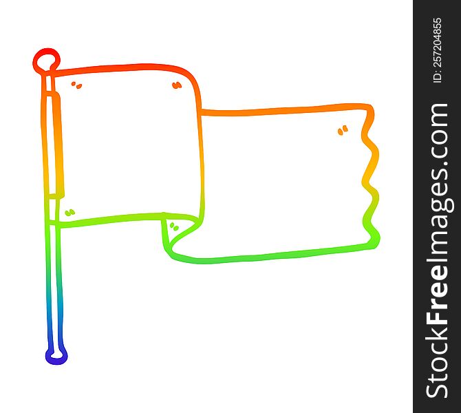 Rainbow Gradient Line Drawing Cartoon White Flag Waving