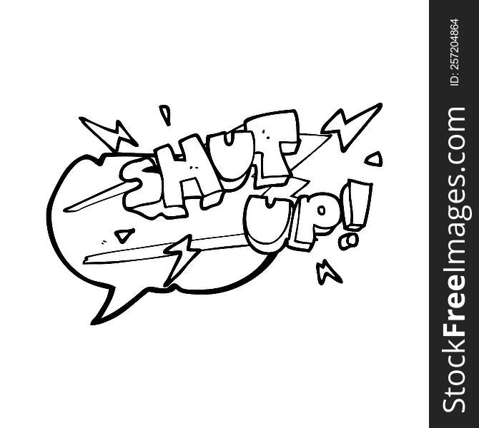 freehand drawn speech bubble cartoon shut up! symbol