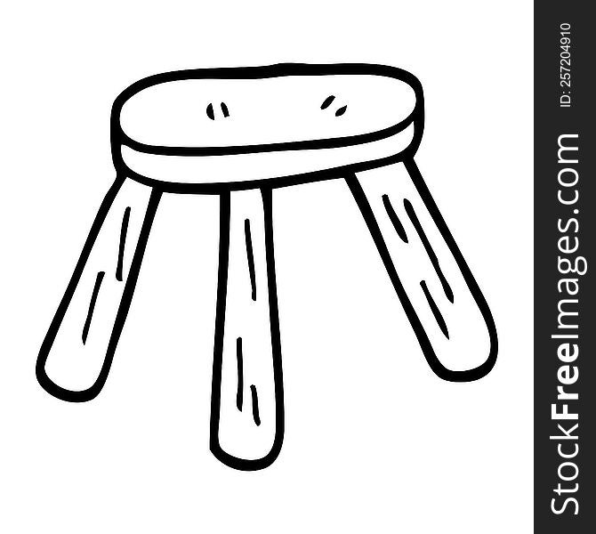 line drawing cartoon of a wooden stool