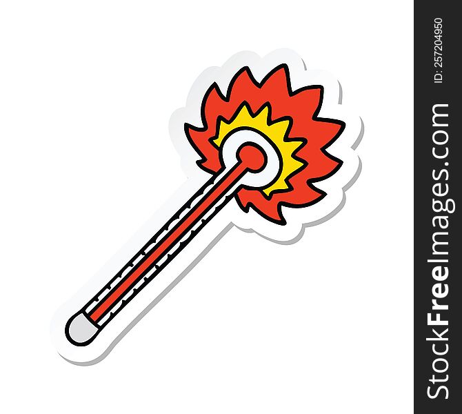 sticker of a quirky hand drawn cartoon hot thermometer