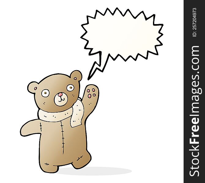Cute Cartoon Teddy Bear With Speech Bubble