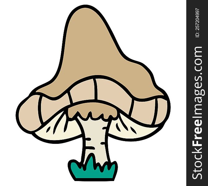 hand drawn cartoon doodle of a single mushroom