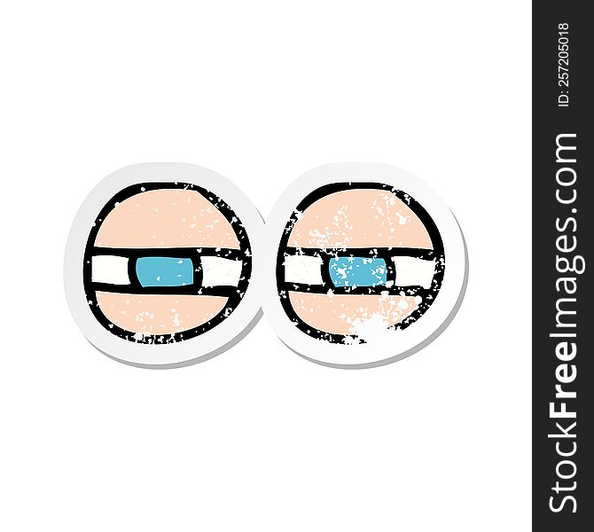 Retro Distressed Sticker Of A Cartoon Eyes