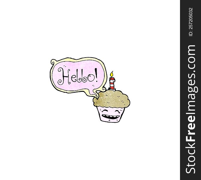 cartoon cupcake with speech bubble