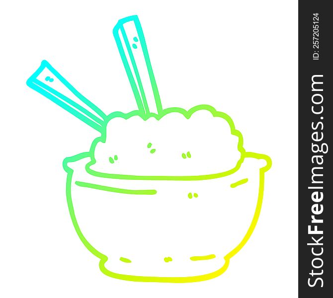 Cold Gradient Line Drawing Cartoon Bowl Of Rice