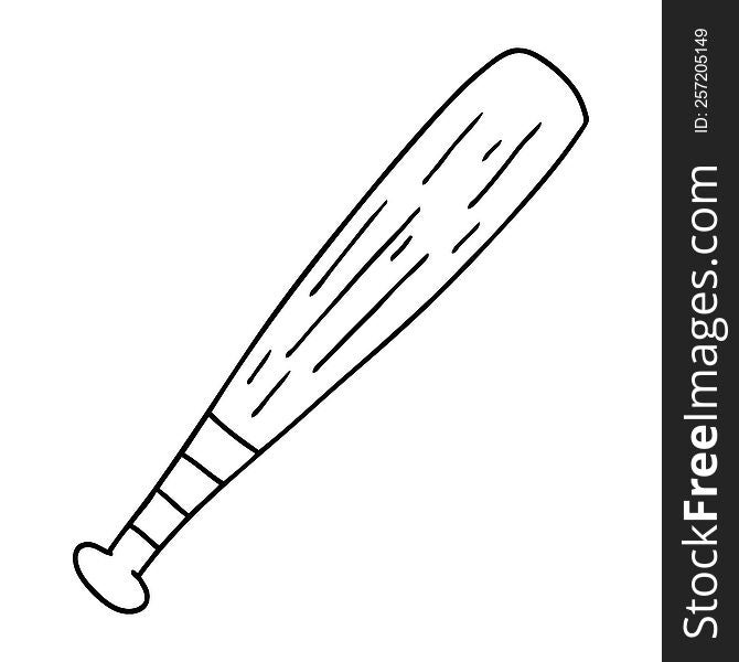 hand drawn line drawing doodle of a baseball bat