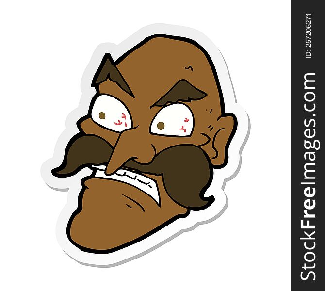 Sticker Of A Cartoon Angry Old Man