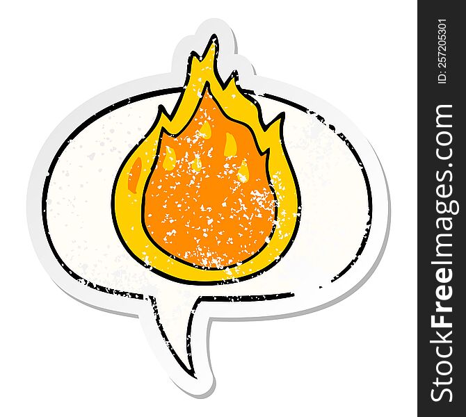 Cartoon Fire And Speech Bubble Distressed Sticker