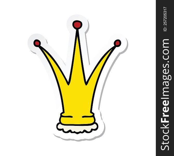 sticker of a quirky hand drawn cartoon gold crown