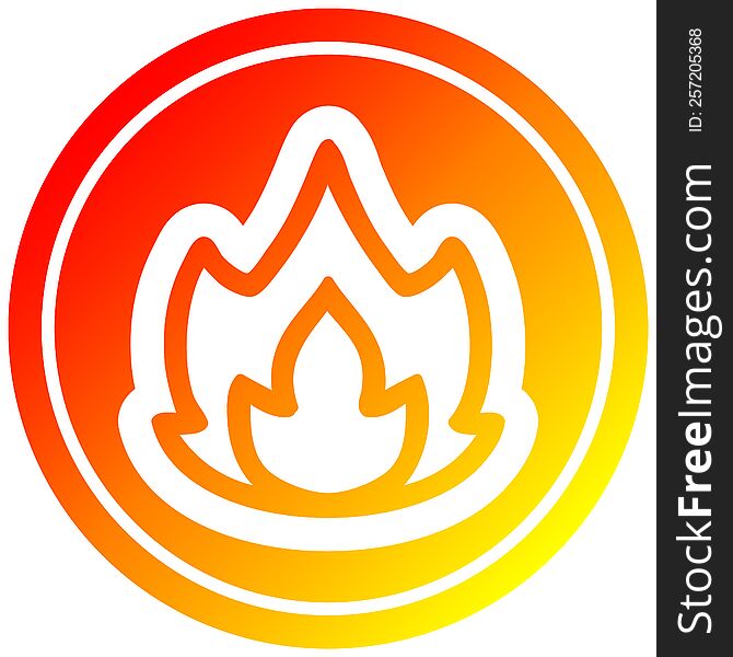 simple flame circular icon with warm gradient finish. simple flame circular icon with warm gradient finish