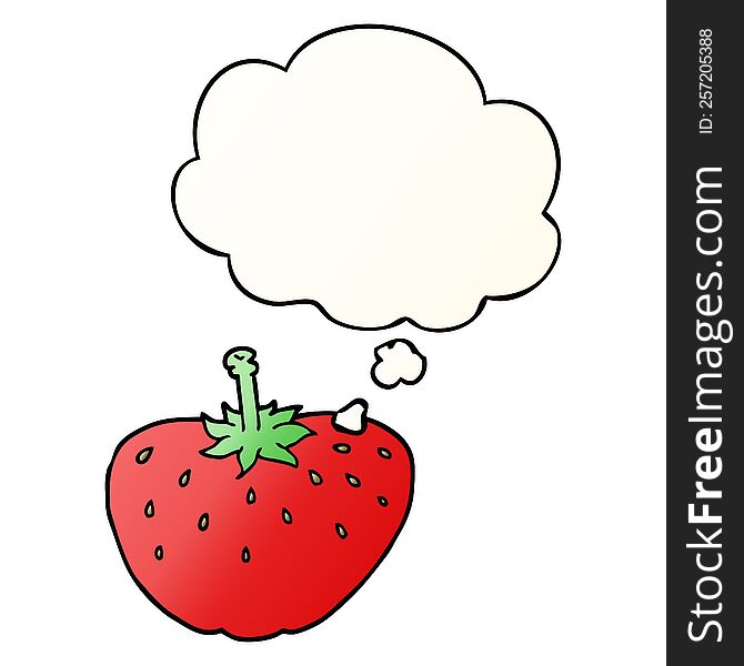 Cartoon Strawberry And Thought Bubble In Smooth Gradient Style